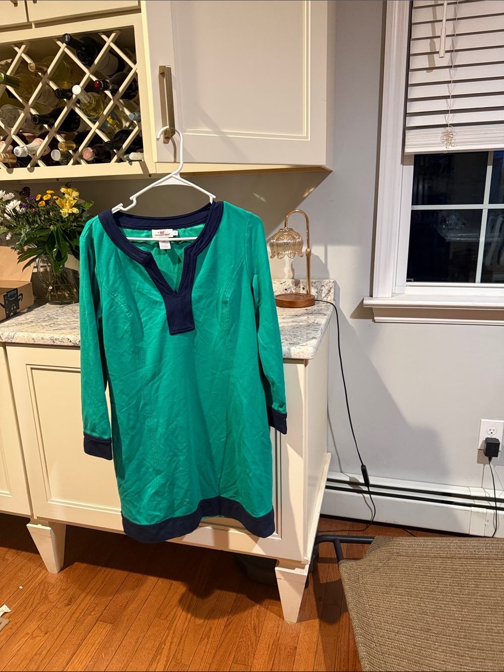 Vineyard Vines Green Tunic Dress with Navy Trim
